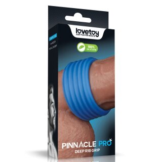 LoveToy Pinnacle Pro Deep Rib Grip Ring Blue