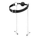 Bedroom Fantasies Ball Gag with Nipple Clamps Black