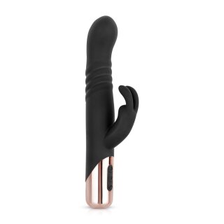 Rosy Gold Rabbit Vibrator with thrusting function Black