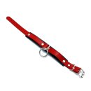 Kiotos Lederhalsband mit O-Ring Schwarz Rot