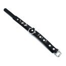 Kiotos Lederhalsband mit Spikes und O-Ring Schwarz