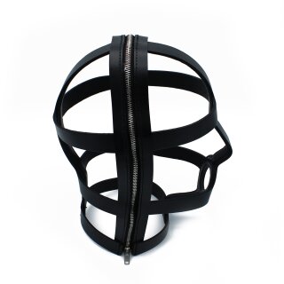 Kiotos Black Leather Head Cage with Zipper