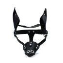 Kiotos Black Leather Dog Mask with Ears & Snout