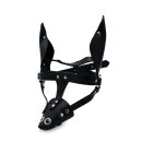 Kiotos Black Leather Dog Mask with Ears & Snout
