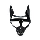 Kiotos Black Leather Dog Mask with Ears & Snout