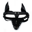 Kiotos Black Leather Dog Mask with Ears & Snout