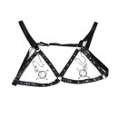 Kiotos Hexagon Nipple Clamps Bells & Leather Harness