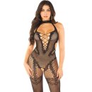 Leg Avenue Flower Print Mesh Bodystocking Black One Size