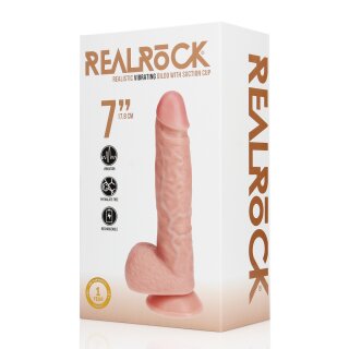 RealRock Vibrating Regular Straight Cock with Balls - 7 / 18 cm - Flesh