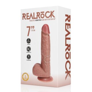 RealRock Vibrating Regular Straight Cock with Balls - 7 / 18 cm - Tan