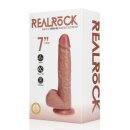 RealRock Vibrating Regular Straight Cock with Balls - 7 / 18 cm - Tan
