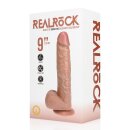 RealRock Vibrating Regular Straight Cock with Balls - 9 / 23 cm - Tan