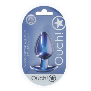 Ouch! Smooth Silicone Anal Plug Large 8.9 cm ø 3.5 cm Blue