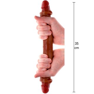 ToyJoy Get Real Silicone Foreskin Double Dong 35 cm Caramel skin tone