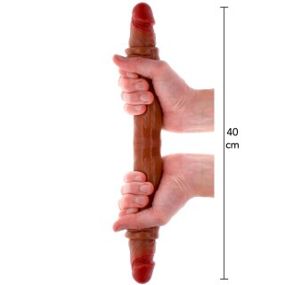 ToyJoy Get Real Silicone Foreskin Double Dong 40 cm Caramel skin tone