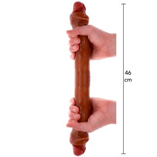 ToyJoy Get Real Silicone Foreskin Double Dong 46 cm Caramel skin tone