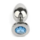 Mr. Steel Jewled Butt Plug Medium Aqua 3 cm