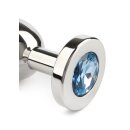 Mr. Steel Jewled Butt Plug Medium Aqua 3 cm