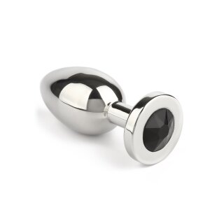 Mr. Steel Jewled Butt Plug Medium Black 3 cm