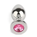 Mr. Steel Jewled Butt Plug Medium Pink 3 cm