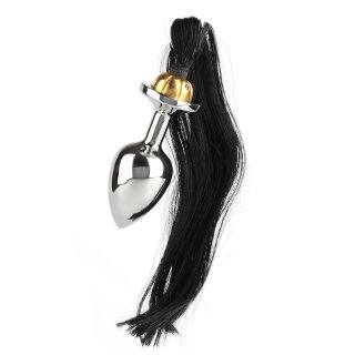 Mr. Steel Black Hair Pony Tail Rosebud Silver 3,8 cm