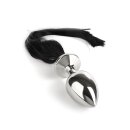 Mr. Steel Black Hair Pony Tail Rosebud Silver 3,8 cm