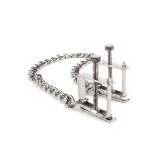 Mr. Steel Press Nipple Clamps With Chain Silver
