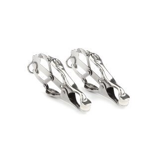 Mr. Steel Squeezer Nipple Clamps with Ring Silver