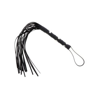 Hidden Desire Short Studded Flogger Whip PU Leather 56 cm