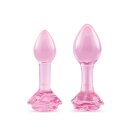 B-Vibe Pink Roses Glass Butt Plug Training Set 3,95 cm