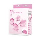 B-Vibe Pink Roses Glass Butt Plug Training Set 3,95 cm