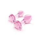 B-Vibe Pink Roses Glass Butt Plug Training Set 3,95 cm