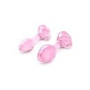 B-Vibe Pink Roses Glass Butt Plug Training Set 3,95 cm