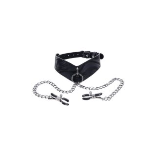 Sportsheets Velvet Noir Collar & Removable Clamps