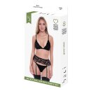 Baci 3-Piece Bra Garter and Panty Set Black M-L