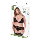Baci 3-Piece Bra Garter and Panty Set Black Queen Size