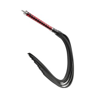 Rise Langer Flogger mit harten Enden Schwarz Rot