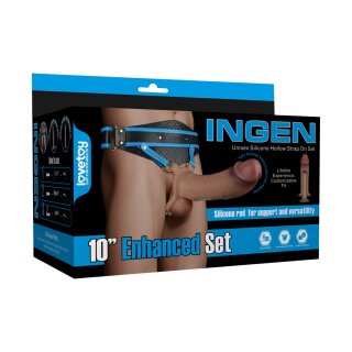 LoveToy Ingen Strap-On mit hohlem Dildo Beige 25,5 cm Ø 6,7 cm Taille 86 cm