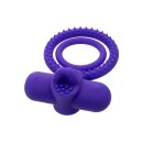 CalExotics Dual Climaxer Rechargeable Penis Ring with Clitoral Stimulation Purple Ø 3.3 cm