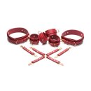 XR Brands Crimson Captive Thigh Wrist and Ankle Hog Tie Restraints Red