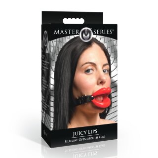 XR Brands Juicy Lips Silicone Open Mouth Gag Red