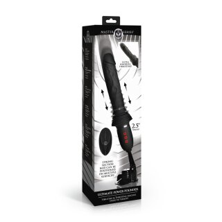 XR Brands Ultimate Power Pounder Vibrating and Thrusting Silicone Dildo with Remote Control Black