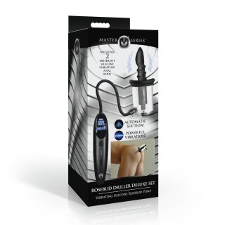 XR Brands Rosebud Driller Deluxe Set  Vibrating Silicone Rosebud Pump Transparent