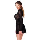 Noir Transparent Mini Dress with Glitter Black L