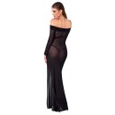 Noir Transparent Maxi Dress with Side Slit Black L