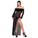 Noir Transparentes Maxikleid mit seitlichem Schlitz Schwarz L