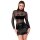 Noir Minikleid im Wetlook mit Spitze Schwarz M