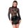 Noir Minikleid im Wetlook mit Spitze Schwarz XL