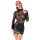 Noir Minikleid im Wetlook mit Spitze Schwarz XL