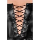 Noir Wetlook Mini Dress with Lacing Black XL